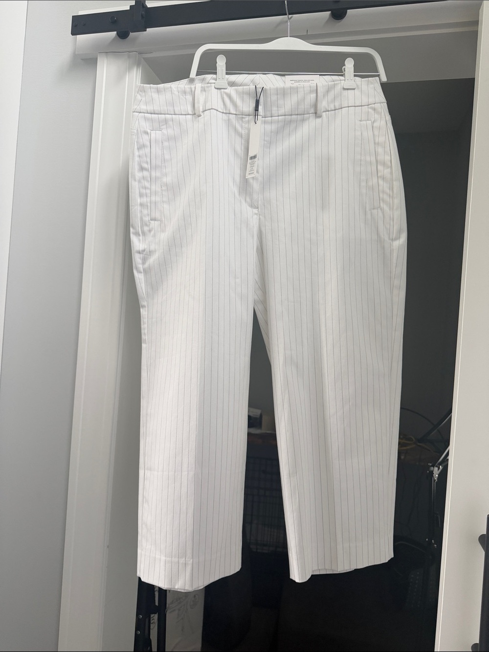 Chico's White Pinstripe Dress Pants
